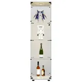 FUROKOY Glasvitrine Standvitrine, Modern Glas Vitrinenschrank (4 Lagen Glasvitrine mit 1 Glastür, Sammlervitrine, für Sammlerstücke Bücher Wein, 42 x 36 x 164 cm) weiß
