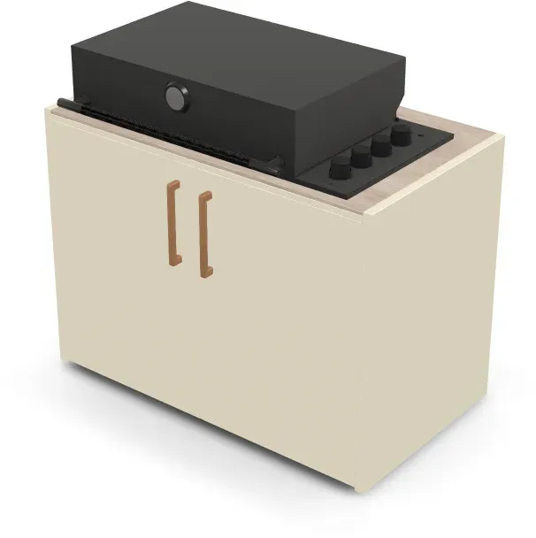 Brabura Box-Q 4-Brenner schwarz | Neuestes Edelstahlmodell - Summer Dala / Perle Blanche / Holzgriff