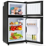 Merax 60L Retro-Kühlschrank mit Gefrierfach, 38L Kühlen + 22L Gefrieren, 172 kWh/Jahr, 86.8 cm hoch, Schwarz