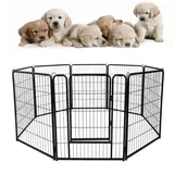 AUFUN Hundekäfig Welpenauslauf Absperrgitter Hund, Wohnung Faltbar Hundekäfig Laufstall, für Hunde, Katze, Kaninchen Innen und Outdoor, 80cm Hundebox