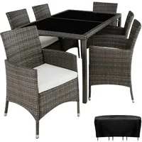 Tectake tectake® Rattan Sitzgruppe, für 6 Personen, UV-beständig, inklusive