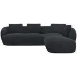 flexlux Ecksofa Torino, rund, L-Form, Sofa-Ecke mit Ottomane, Modernes, organisches Sofa-Design, Kaltschaum, Wellenunterfederung grau