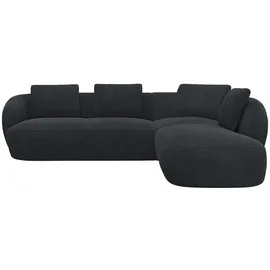 flexlux Ecksofa Torino, rund, L-Form, Sofa-Ecke mit Ottomane, Modernes, organisches Sofa-Design, Kaltschaum, Wellenunterfederung grau