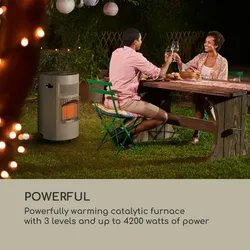 Blumfeldt Bonaparte Gasheizgerät 4200W elektrische Zündung Gasflaschen bis 15 kg Weiß