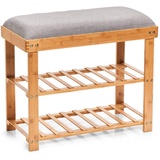 Zeller Schuhbank mit 2 Ablagen Bambus/Polyester 60 x 50 cm x 29 cm Grau
