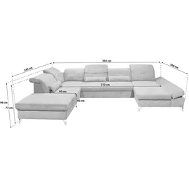 ed exciting design Wohnlandschaft Polyester U-Form 3-Sitzer Grau