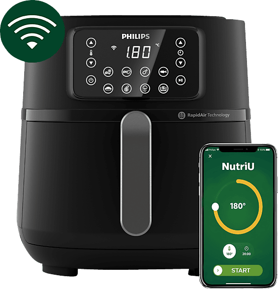 Philips Airfryer Combi 7000 Serie XXL — 8,3 l (2 kg), 22-in-1-Airfryer, WiFi-Verbindung, automatische Kochprogramme, 99% weniger Fett mit Rapid CombiAir, Rezept-App (HD9875/90)