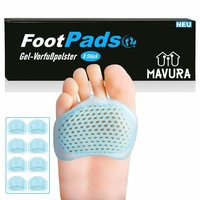 MAVURA Fußpolster FootPads Vorfußpolster Gel Fußpads Silikon Fußpolster, Vorfußschutz Ballenkissen, Ballenpolster Plattfüße Metatarsal Pads [8er Set] blau