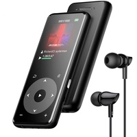 AGPTEK MP3-Player, Bluetooth 5.3, mit Lautsprecher, 1,8 Zoll Display, aus Metall mit verlustfreiem Sound/Touch-Taste/FM-Radio/Recorder/Schrittzähler, 8 GB, unterstützt TF-Karte, 128 GB, Schwarz
