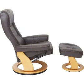 Robas Lund Relaxsessel Halifax Leder 86 x 105 x 82 cm Braun mit Hocker