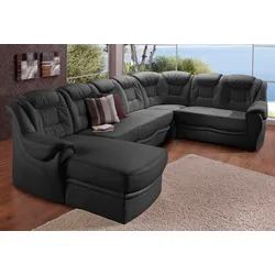 Wohnlandschaft SIT & MORE "Bellevue U-Form", schwarz, B:327cm H:94cm T:217cm, PRIMABELLE-Microfaser (100% Polyester), SOFTLUX-Kunstleder, NaturLEDER (echtes Rindsleder), Sofas, wahlweise mit Bettfunktion