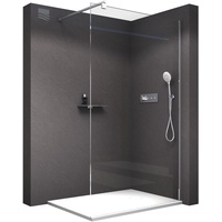 BERNSTEIN Duschwand 120 x 200 cm Glas Duschabtrennung Walk-In Dusche Nano ESG Echtglas Duschtrennwand EX101 Klarglas