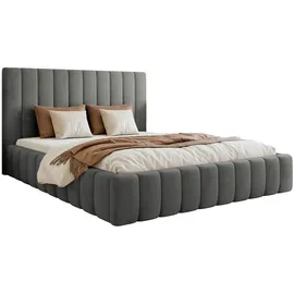 Selsey Polsterbett 140x200 mit Bettkasten, Velours, grau -