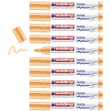 edding 4500 Textilmarker - hell-orange - 10 Stück - Rundspitze 2-3 mm - Textilstifte waschmaschinenfest (60 °C) zum Stoff bemalen - Stoffmalstift