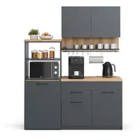 Vicco Singleküche Egbert, Anthrazit Eiche 160 cm mit ausziehbarem Tisch