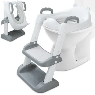 Snarflun Toilettensitz Toilettentrainer mit Treppe und Griffe Faltbar Kinder WC Sitz Toilette Toilettentrainer für Kleinkinder Jungen und Mädchen Höhenverstellbar und Klappbar Reise-Badezimmersitz
