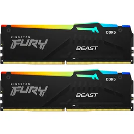 Kingston FURY Beast RGB Schwarz 64GB Kit (2x32GB) DDR5-6000 EXPO DIMM Arbeitsspeicher, CL36-38-38, 1.35V