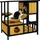 PawHut Katzenhaus aus Holz mit Hängebrücke für 1-2 Katzen bis 5 kg Gelb 84,5 x 60 x 88 cm
