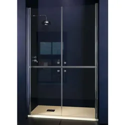 Doccia Krabi Barrierefreie Duschabtrennung mit zwei zweiteiligen Pendeltüren (barrierefreie Duschabtrennung), bis 110cm, H:bis 200cm, chrom, Glas matt