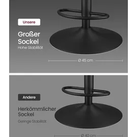 VASAGLE Barhocker 2er Set, mit Fußstütze, taubengrau