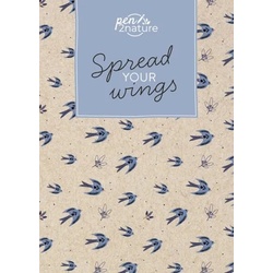 Spread Your Wings . Nachhaltiges Notizbuch in A5 mit Hardcover und Vogel-Motiv