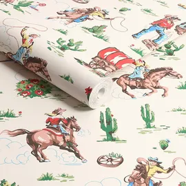 Cath Kidston Vliestapete CATH KIDSTON "Cowgirls", mehrfarbig, B:0,52m H:10m L:10m, Vlies, Tapeten, 10mx52cm (ca. 5m2)