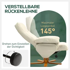 Homcom Relaxsessel mit Hocker, Stauraum, Gepolstert Fernsehsessel mit Liegefunktion, 360° Drehbar TV-Sessel für Schlafzimmer, Wohnzimmer,