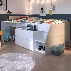 Parisot Hochbett Milky 90 x 200 cm Holz weiß-grau