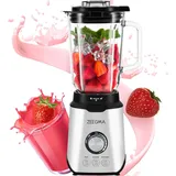 Zeegma Grand Vitamine 1600 W, Standmixer mit 1,7 l Glasbehälter, drei Automatik-Betriebsarten, stufenlose Geschwindigkeitsregulierung, 6 Edelstahl-Schneidmesserr, Smoothie Maker Mixer Blender 1600W GROßER 1,75L - Schwarz