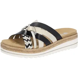 Keilpantolette REMONTE, Damen, Gr. 37, gold (schwarz, goldfarben), Lederimitat, modisch, Schuhe, Keilabsatz, Schlupfschuh, Sommerschuh in veganer Verarbeitung