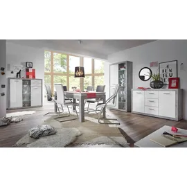 HBZ Highboard 137 x 134 x 37 cm Hochglanz Weiß / Grau