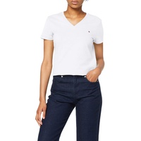Tommy Hilfiger Damen T-Shirt Kurzarm Heritage V-Ausschnitt, Weiß (Classic White), M