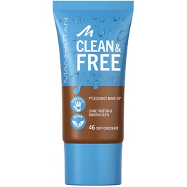 Manhattan Clean & Free Skin Tint Fb. 46 Soft Chocolate, feuchtigkeitsspendendes Make-up, vegan, 30 ml