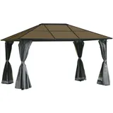 Outsunny Pavillon mit Polycarbonatdach 3 x 4 m dunkelgrau