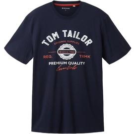 TOM TAILOR T-Shirt mit Logo-Print aus Baumwolle, sky captain blue, XL