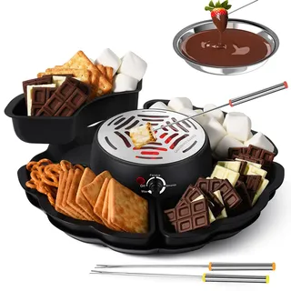 S'mores Maker & Chocolate Fondue Set, 280W Elektrischer Indoor-Röster mit Temperaturregelung & 10 Zubehör für Partys und Filmabende