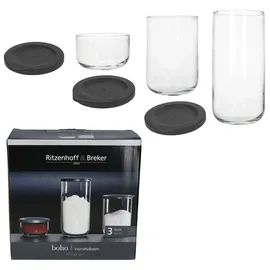 Ritzenhoff & Breker 6tlg Set Boho Vorratsdosen Anthrazit aus Glas & Kunststoff