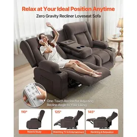 Vevor Loveseat Relaxsessel elektrisch 80 x 100 x 80 cm Braun mit Wärmefunktion und Massage