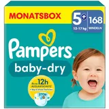 Pampers Windeln Größe 5+ (12-17kg) Baby-Dry Junior Plus, Monatsbox 168 Stück