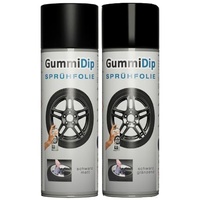 Gummi Dip Sprühfolie 12000001 Flüssiggummi Spray 2er Set, 2x400 ml, schwarz glänzend