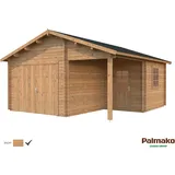 Palmako Holzgarage Roger mit Holztor Braun tauchgrundiert 510 cm x 550 cm