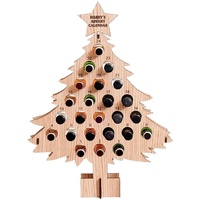 Weihnachtsbaum Weinregal Holz Advent Countdown 24 Tage Neuheit Weinflaschenständer Dekoration Geschenke für Kinder Erwachsene Adventsweinständer Holzdekor Weihnachten Erwachsene Countdown 24