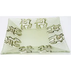 BOLTZE Glasuntersetzer Servierplatte Platzteller eckig Wintermotiv 18cm