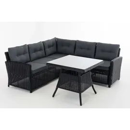 CLP Sierra Gartengarnitur Polyrattan grau/schwarz