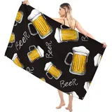 SUBURU Bier Strandtuch Groß 100x200 cm, Weich Schnell Trocknen Microfaser Handtücher, 3D Strandhandtuch Bier Badetuch Strandlaken Handtuch, Herren Frauen Badetücher