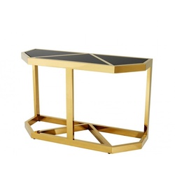 Casa Padrino Luxus Konsole Gold mit schwarzem Glas - Konsolen Tisch Möbel