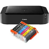 IC-Office IP8750 Farbtintenstrahl Drucker (Drucken, CD-Druck, A3, WLAN, AirPrint) schwarz + 6 XL Tintenpatronen