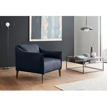 W.Schillig Cocktailsessel sally Leder 84 x 78 x 84 cm Blau mit Kissen