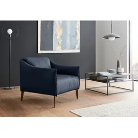 W.Schillig Cocktailsessel sally Leder 84 x 78 x 84 cm Blau mit Kissen