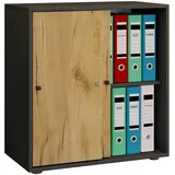 VCM my office Schiebetürenschrank L Lona, 919445 anthrazit, honig-eiche 1 Fachboden 70,0 x 37,0 x 74,0 cm